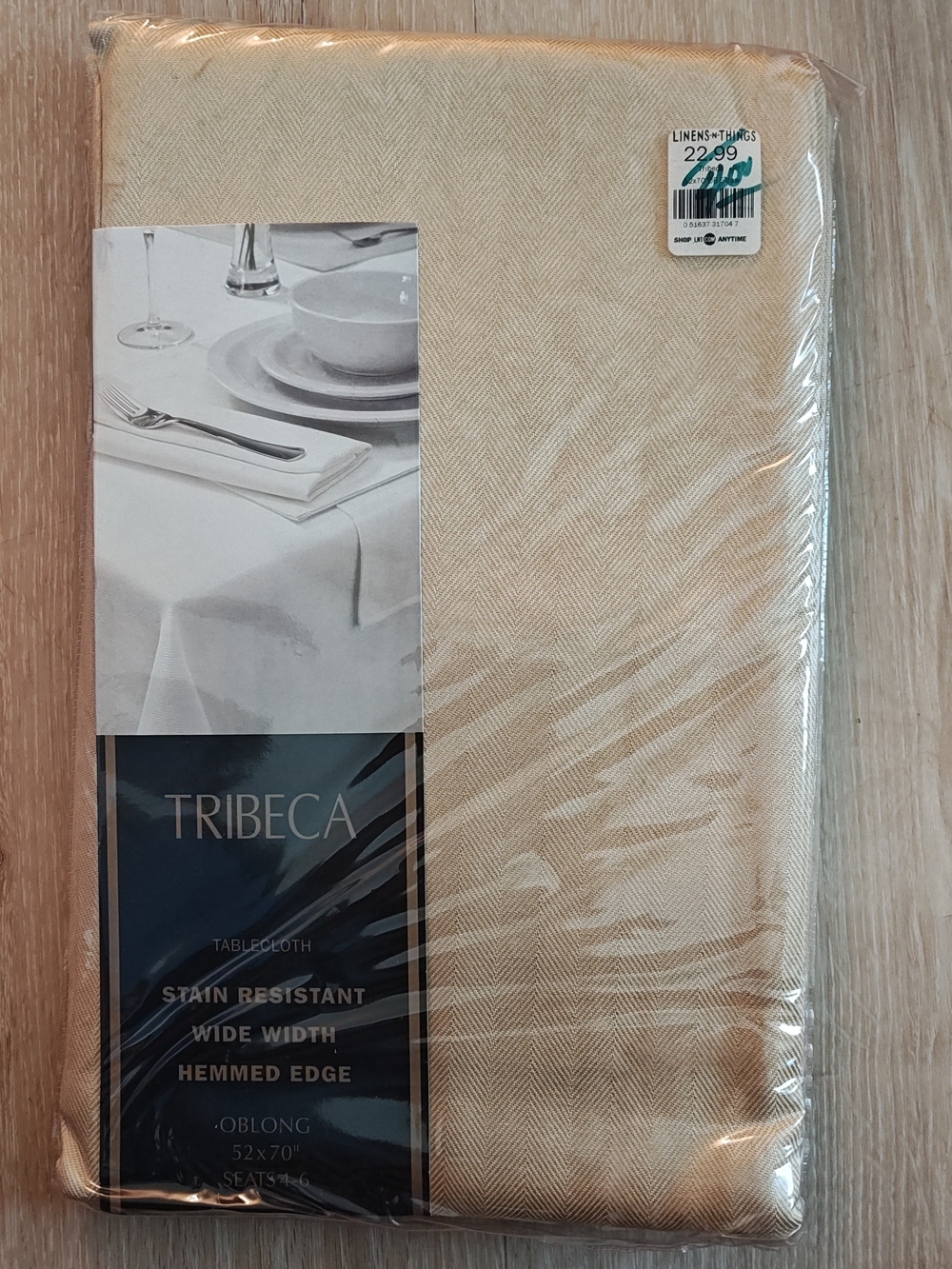 Cottagecore Tribeca Tablecloth Straw/Gold Oblong 52" x 70" Stain Resistant